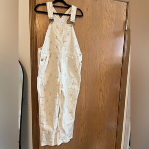 Floral Cream Cotton Overalls